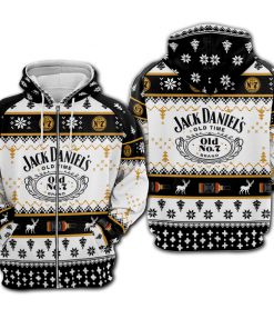 Jack daniel's full printing ugly christmas zip hoodie 1