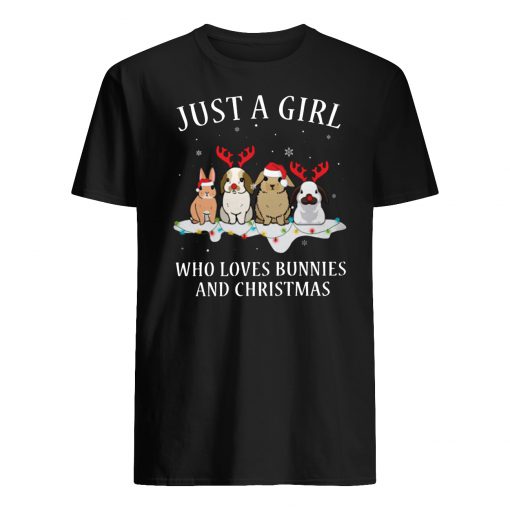 Just a girl who loves bunnies and christmas mens shirt