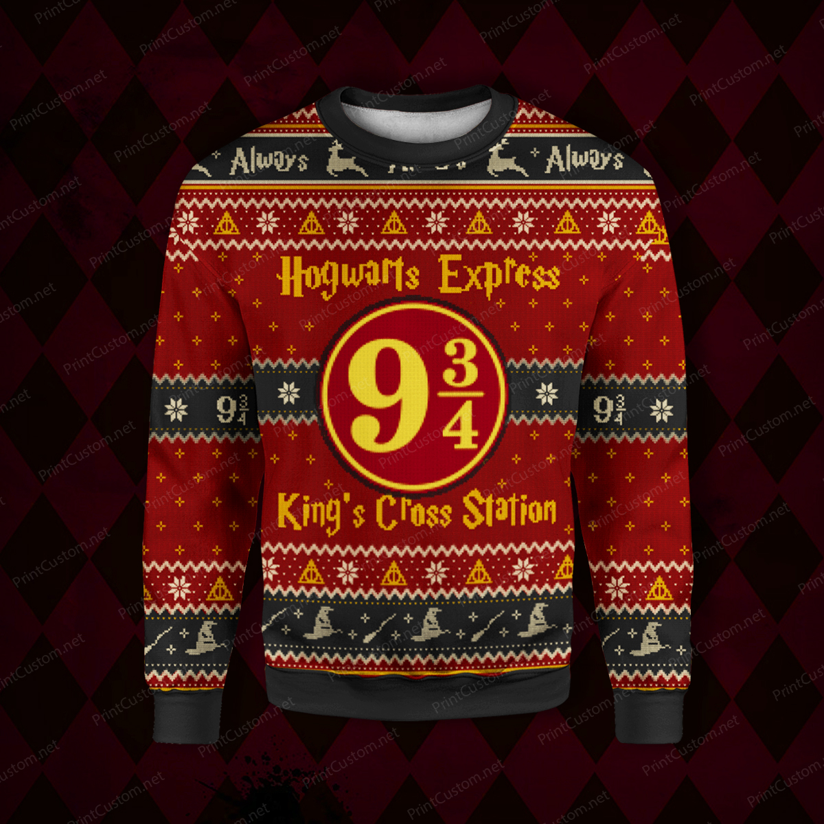 King's cross station harry potter full printing ugly christmas sweater 3