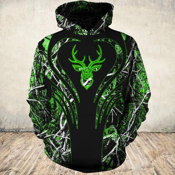 Love deer green all over print hoodie 2