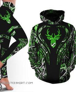 Love deer green all over print hoodie