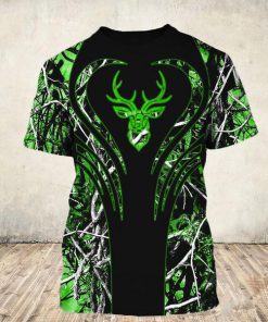 Love deer green all over print tshirt