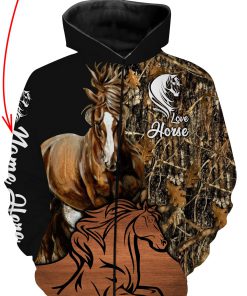 Love horse personalized full printing zip hoodie