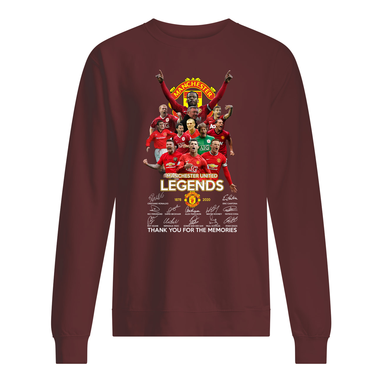 Manchester united legend 1878 2020 thank you for the memories signatures sweatshirt