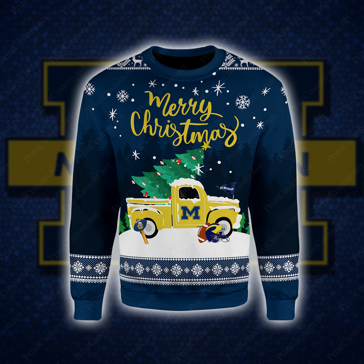 Michigan wolverines merry christmas full printing sweater 1