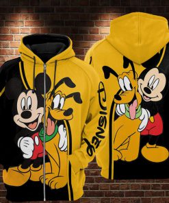 Mickey mouse and pluto all over printed zip hoodie 1