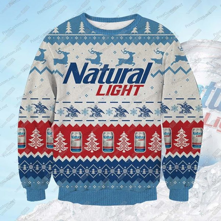 Natural light beer full printing ugly christmas sweater 4