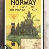 Norway the land of the midnight sun vintage airline travel poster