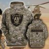 Oakland raiders camo style all over print hoodie