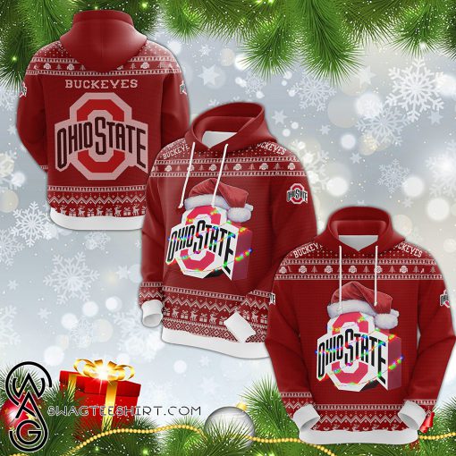 Ohio state buckeyes all over print ugly christmas hoodie