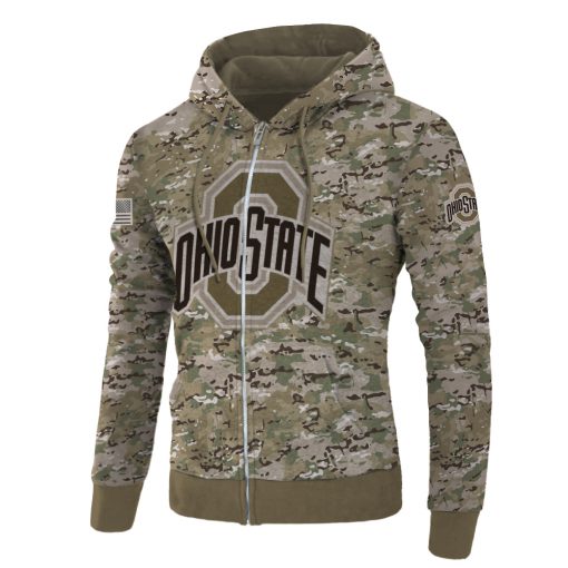 Ohio state buckeyes camo style all over print zip hoodie