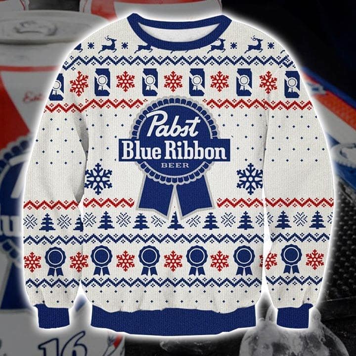 Pabst blue ribbon full printing ugly christmas sweater 4