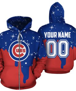 Personalized name and number chicago cubs all over print zip hoodie 1
