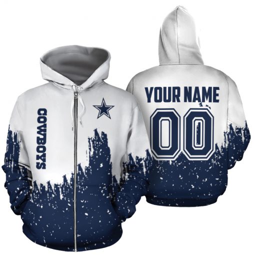 Personalized name and number dallas cowboys galaxy all over print zip hoodie 1