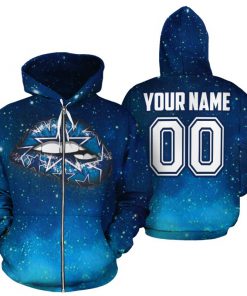 Personalized name and number dallas cowboys glitter lips full printing zip hoodie 1