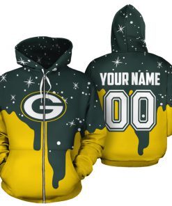 Personalized name and number green bay packers all over print zip hoodie 1