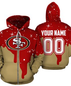 Personalized name and number san francisco 49ers all over printed zip hoodie 1