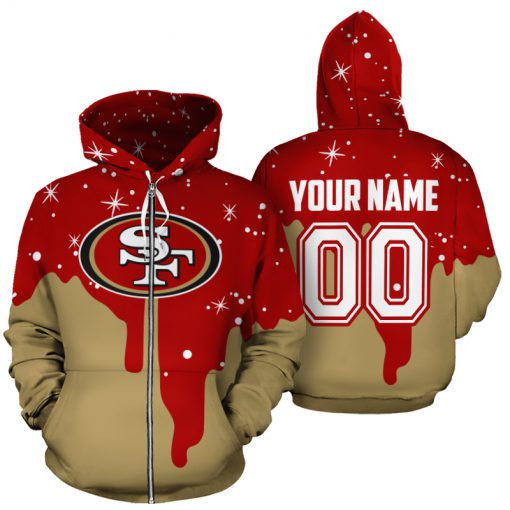 Personalized name and number san francisco 49ers all over printed zip hoodie 1