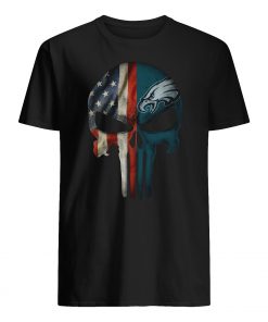 Philadelphia eagles american flag punisher skull mens shirt