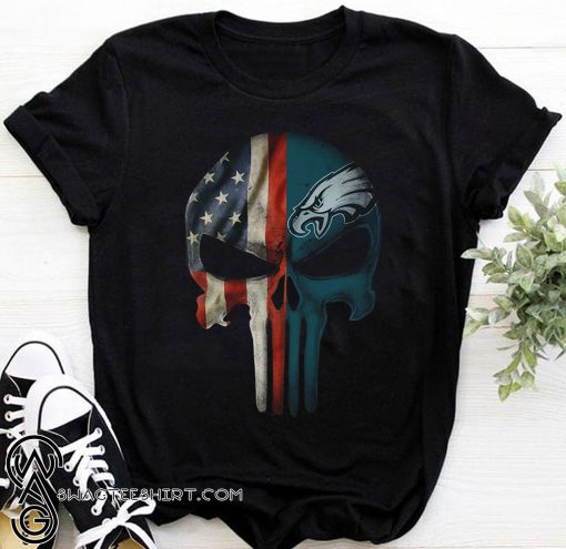 Philadelphia eagles american flag punisher skull shirt