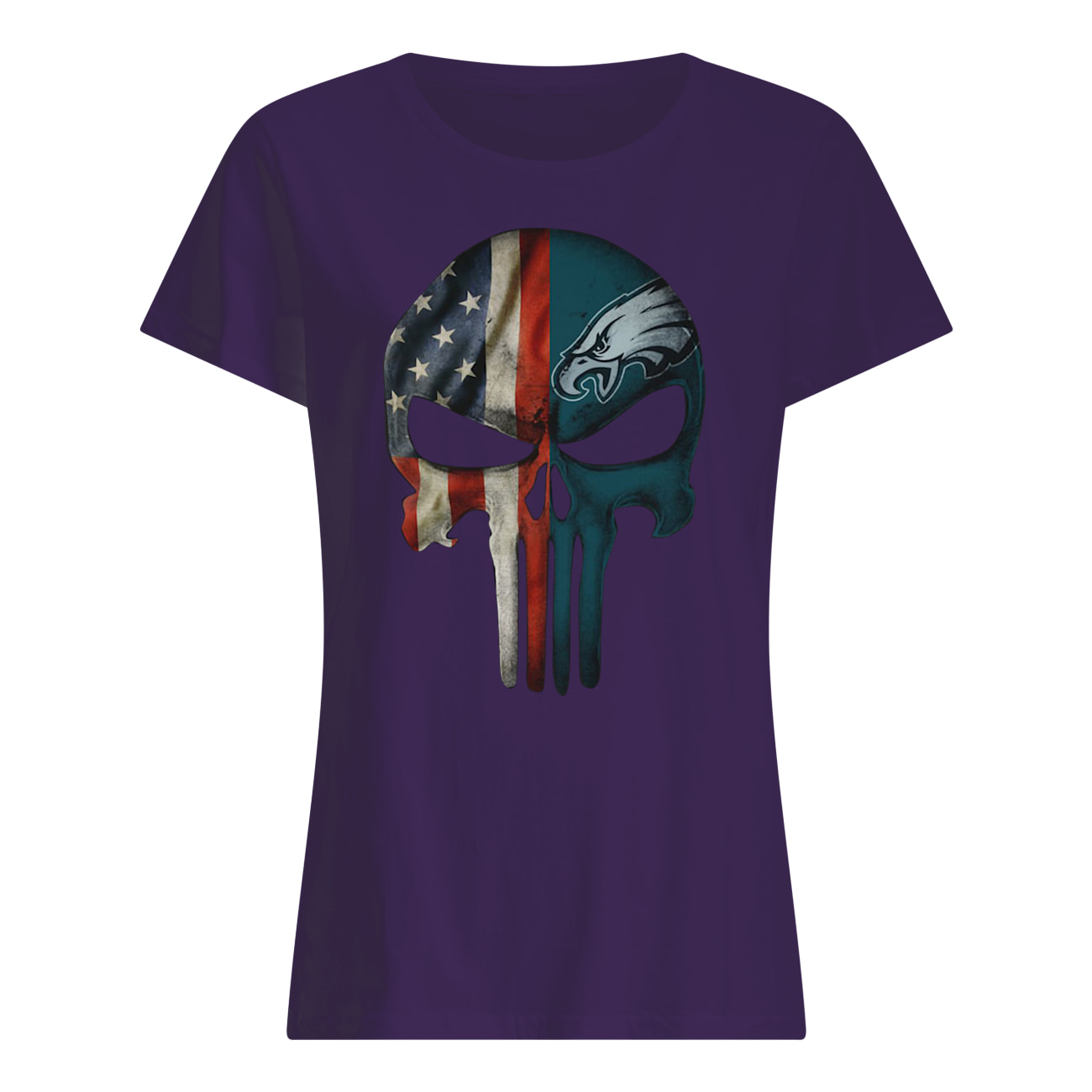 Philadelphia eagles american flag punisher skull womens shirt