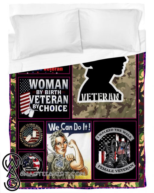 Proud female veteran fleece blanket