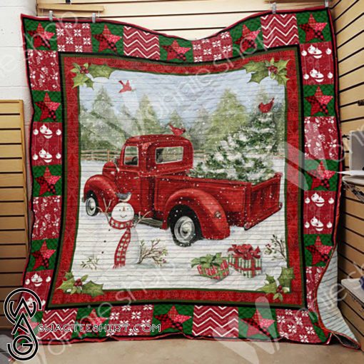 Red truck christmas blanket