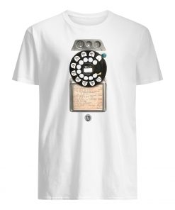 Retro rotary phone dial on graphic mens shirt