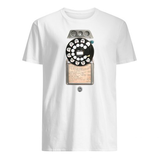 Retro rotary phone dial on graphic mens shirt