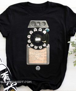 Retro rotary phone dial on graphic shirt