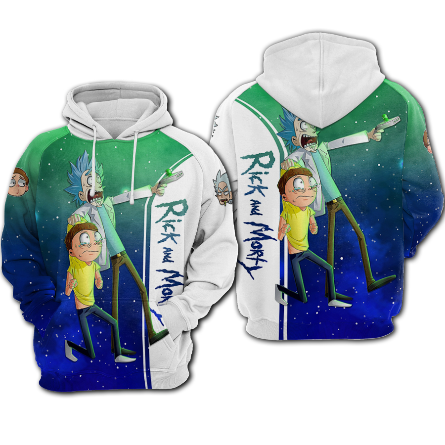 Rick and morty galaxy all over printed hoodie