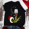 Santa grinch hand holding wine glass shirt
