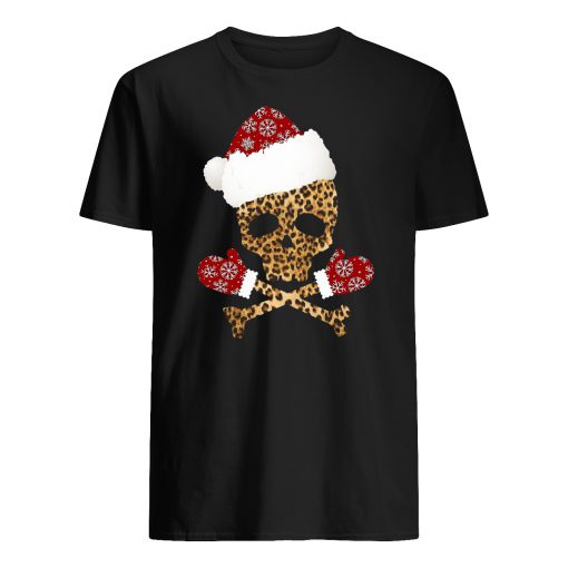 Santa skull leopard christmas mens shirt