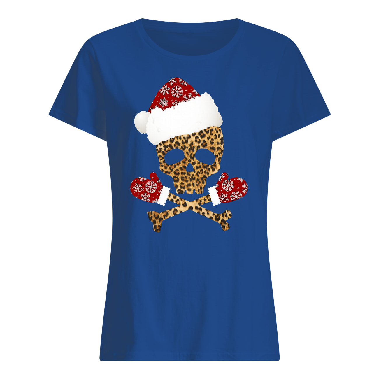 Santa skull leopard christmas womens shirt