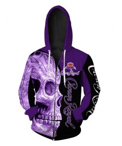 Skull Crown Royal all over print zip hoodie