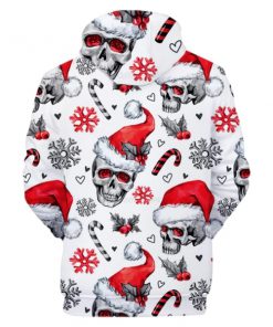 Skull christmas full printing hoodie - back