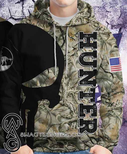 Skull hunting hunter all over printed hoodie