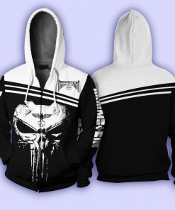 Skull rammstein all over print zip hoodie
