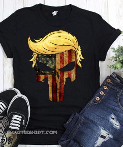 Skull with iconic trump hair president flag america shirt