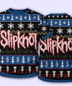 Slipknot knitting pattern all over print tshirt - blue