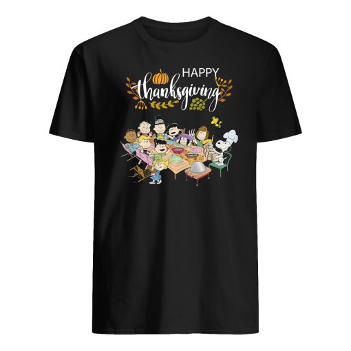 Snoopy and friends happy thanksgiving mens shirt