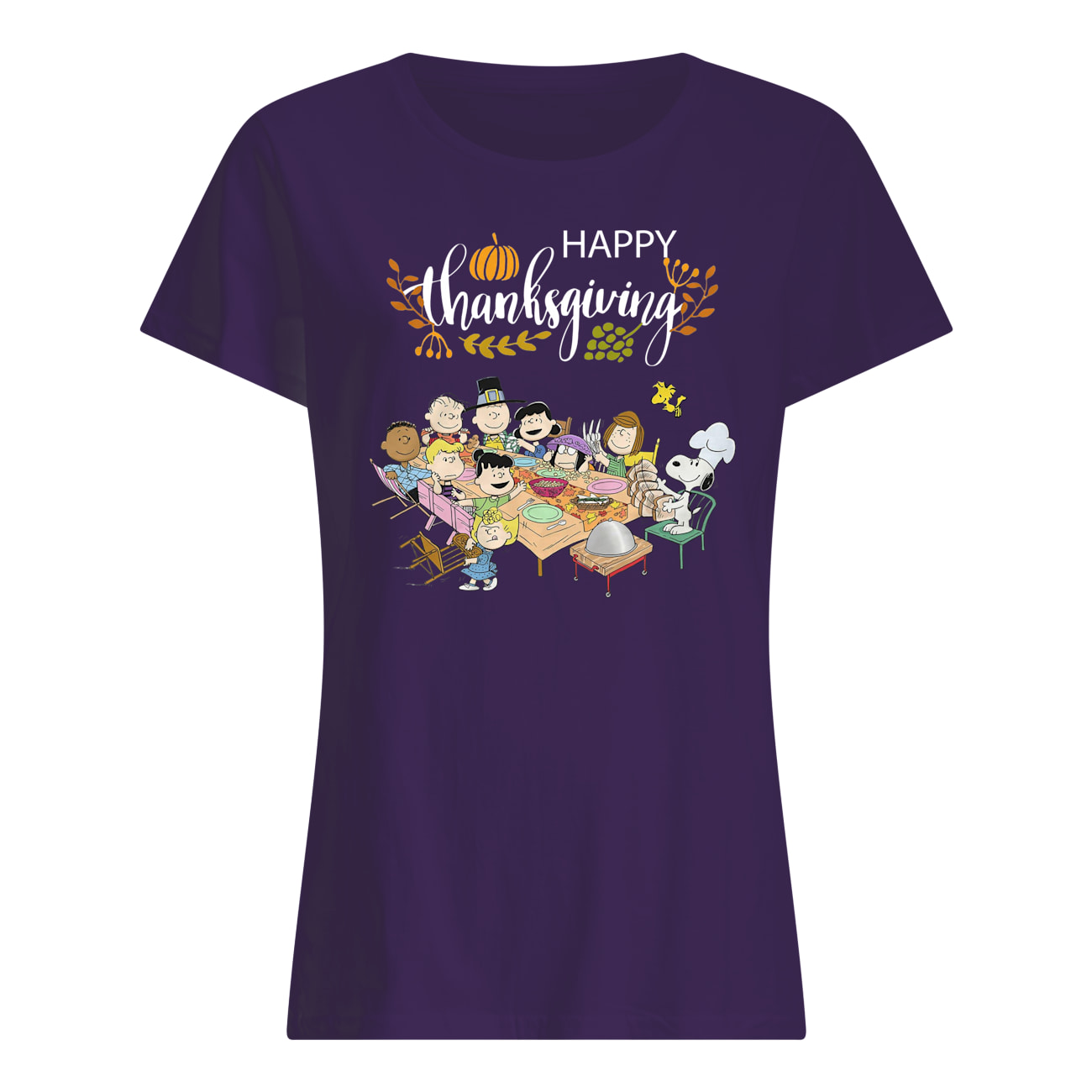 Snoopy and friends happy thanksgiving womens shirt