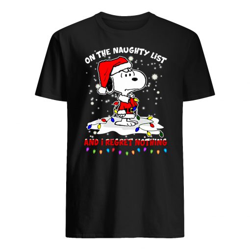 Snoopy on the naughty list and i regret nothing christmas mens shirt