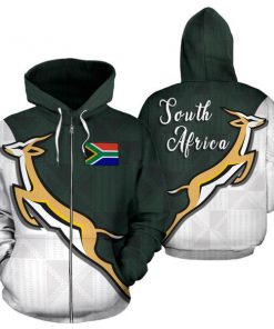 South africa springboks forever full printing zip hoodie
