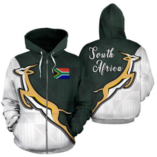 South africa springboks forever full printing zip hoodie