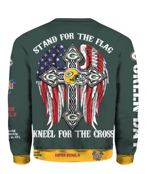 Stand for the flag kneel for the cross green bay packers all over print sweatshirt - back