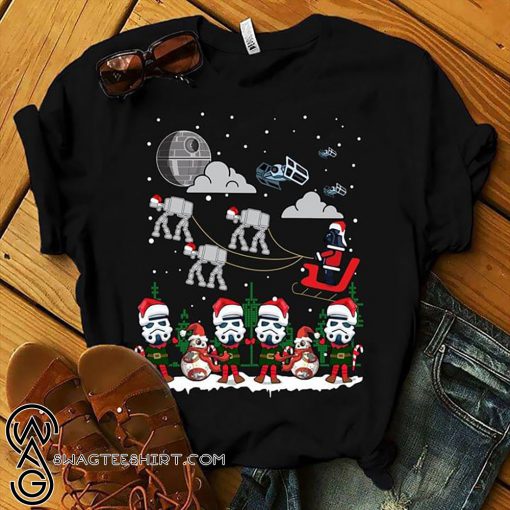 Star wars darth vader and stormtroopers sleigh deathstar christmas shirt