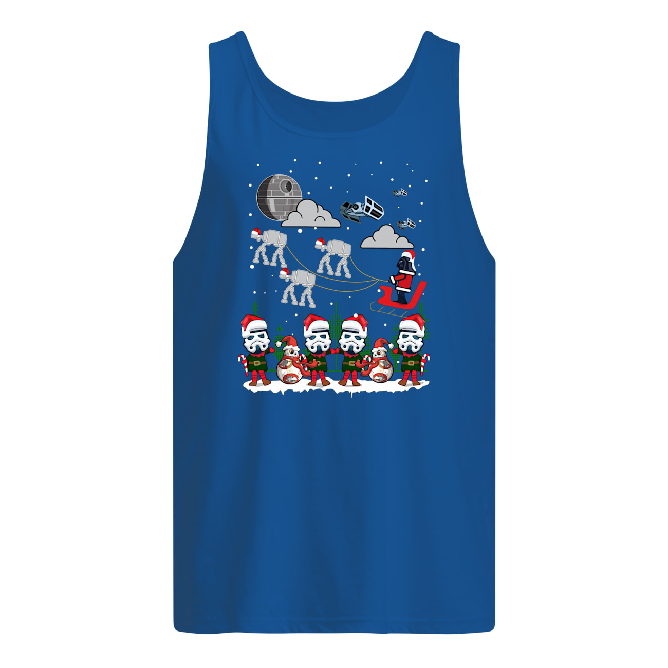 Star wars darth vader and stormtroopers sleigh deathstar christmas tank top