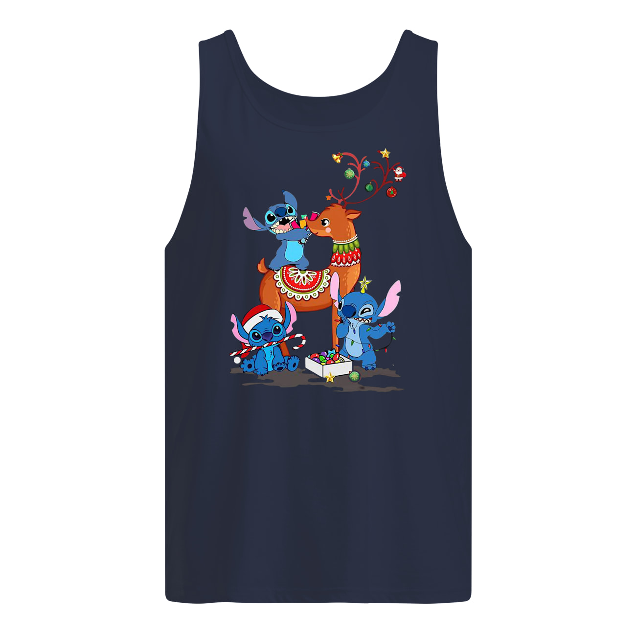 Stitch and reindeer christmas tank top
