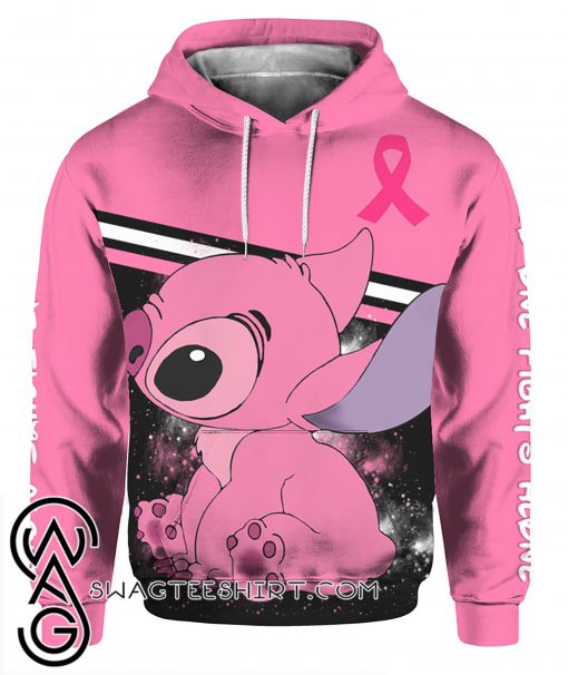 Stitch breast cancer awareness all over print hoodie